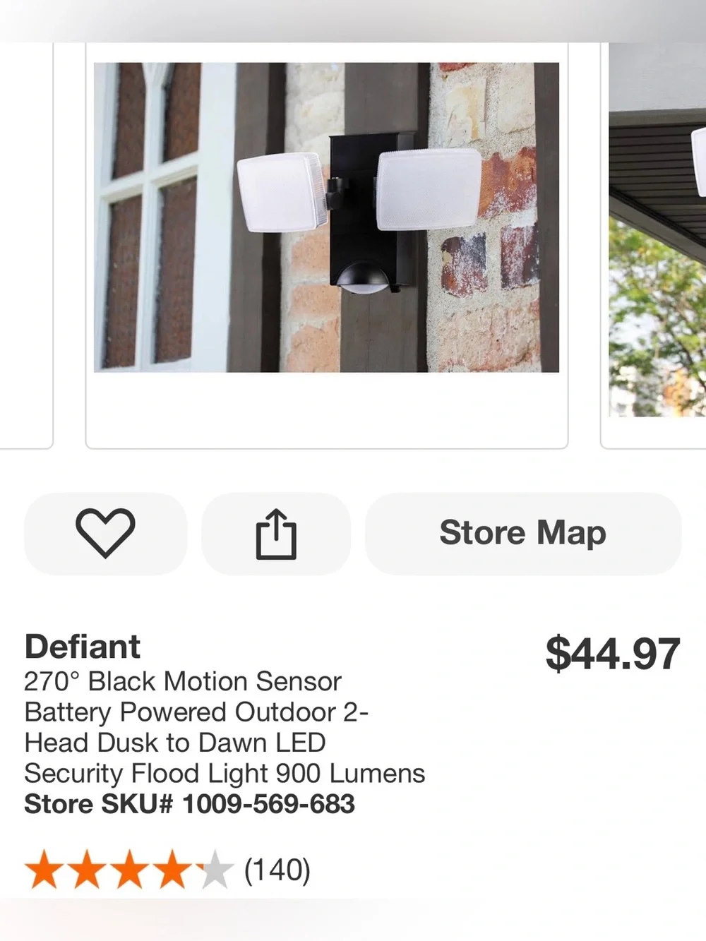 New defiant Outdoor Dual-Head Motion Sensor Floodlight